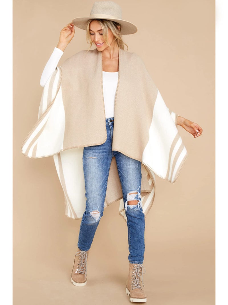 Moss Rose Women's Travel Plaid Shawl Wrap Open Front Poncho Cape for Fall Winter Holiday Gift - Image 4